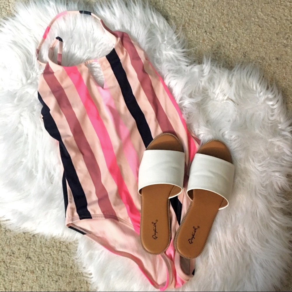 Xhilaration Striped Cutout Swimsuit